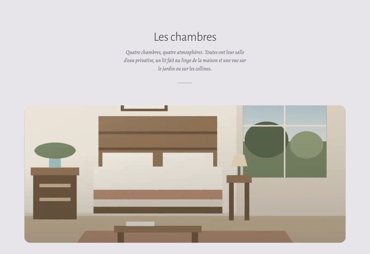 Univers Bruyère : une chambre par écran, image centrée et texte court.