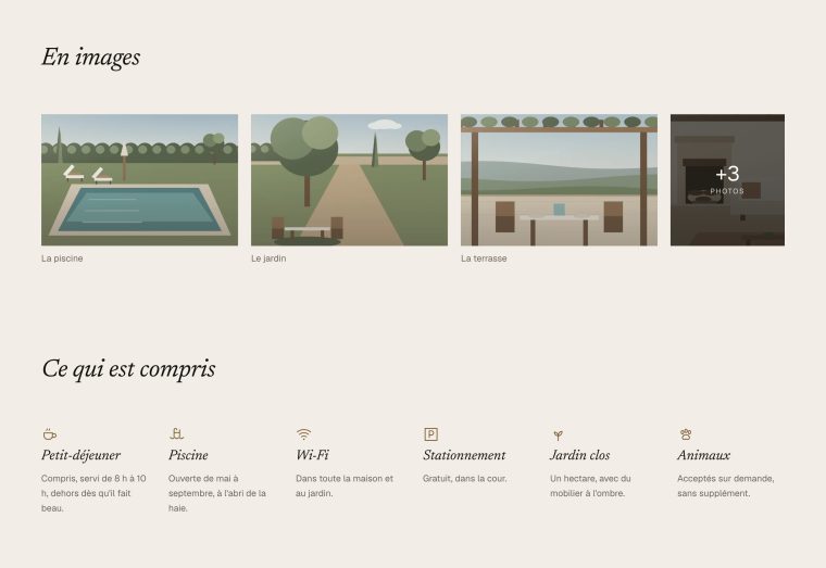 Univers Comptoir : la galerie en bande défilante, suivie des services en pictogrammes.